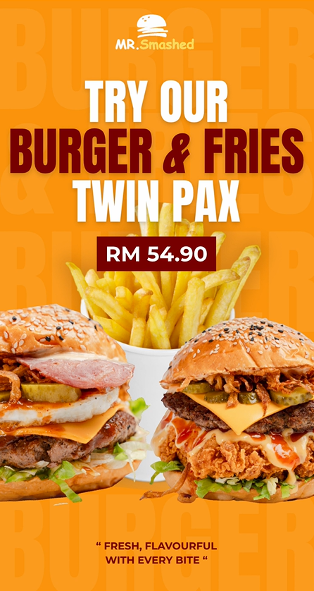 Burger & Fries Twin Pax combo, RM54.90